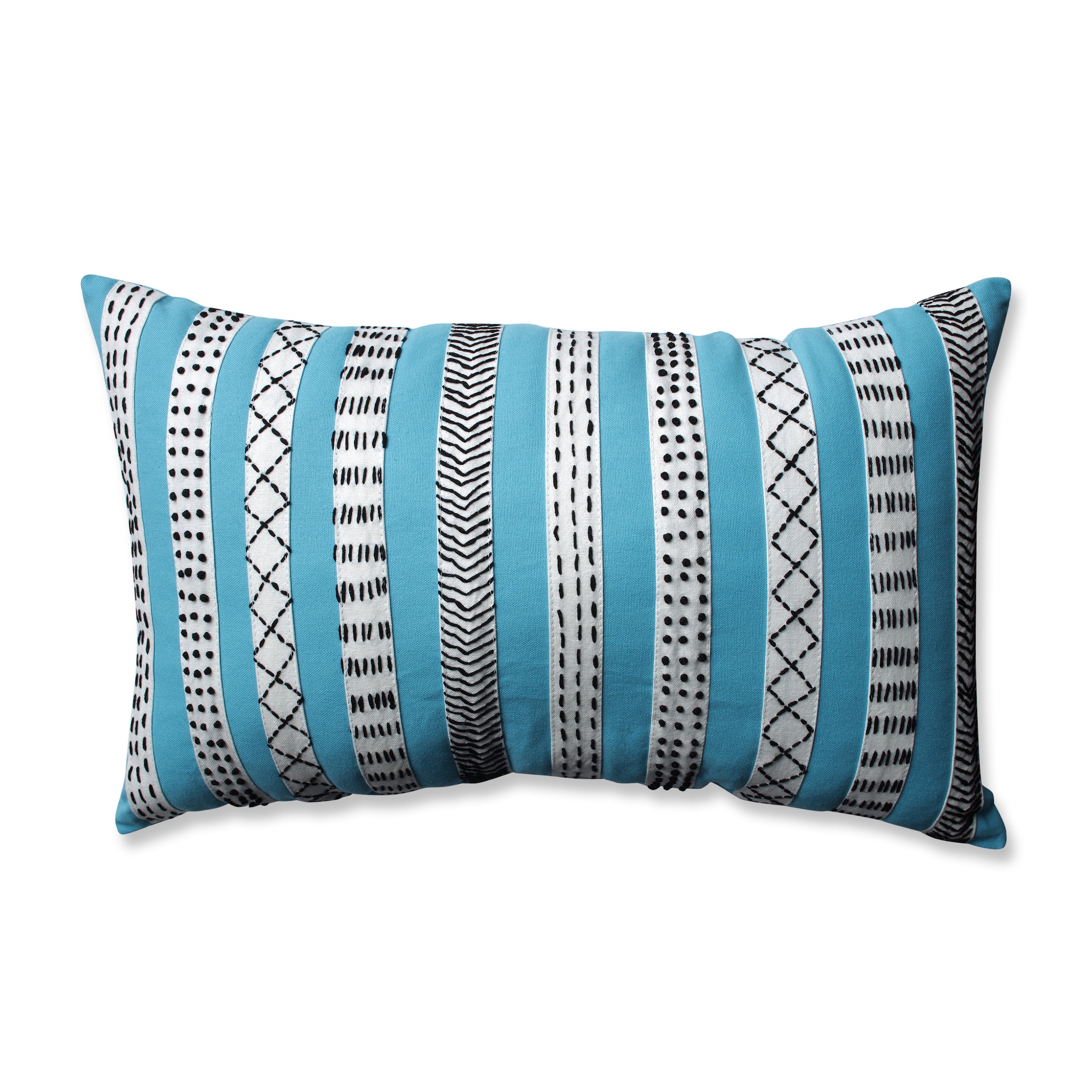 Tribal Bands Turquiose-Cream-Black Rectangular Throw Pillow