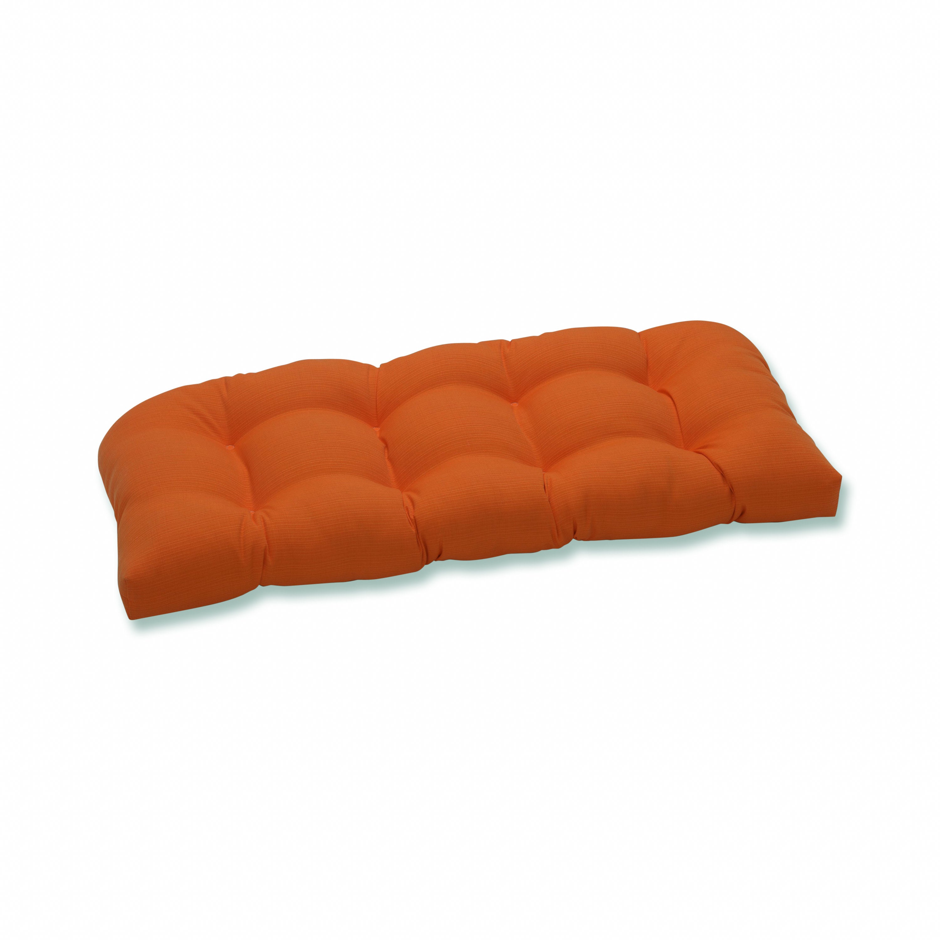 Outdoor/Indoor Sundeck Orange Wicker Loveseat Cushion