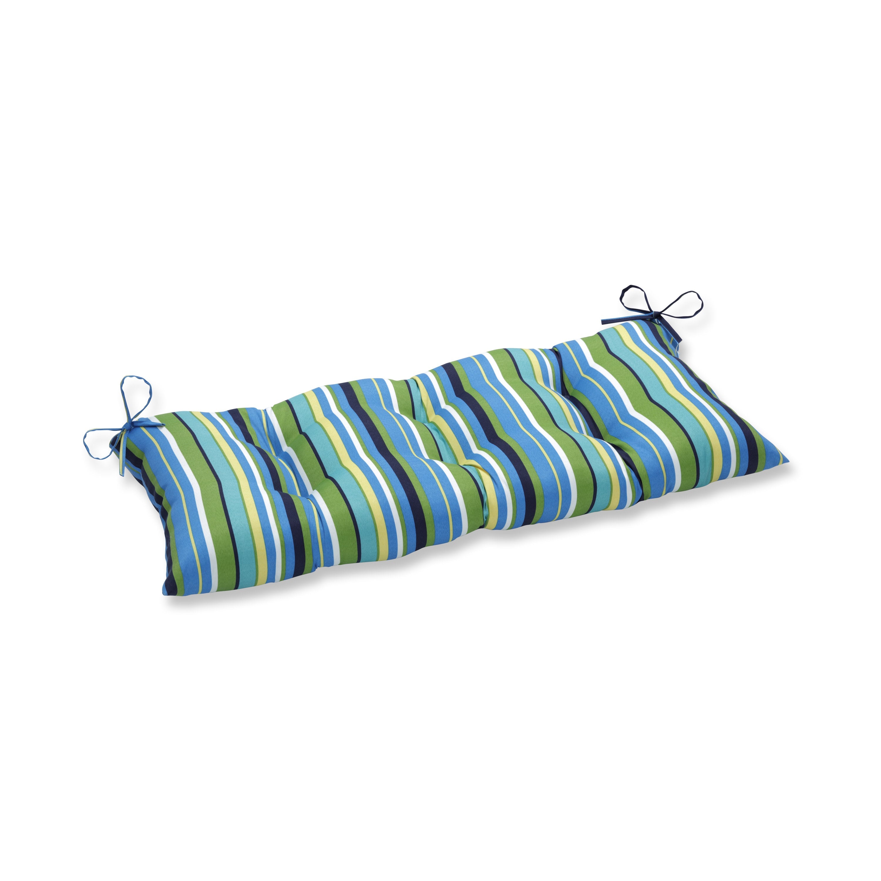 Topanga Stripe Lagoon Tufted Bench/Swing Cushion