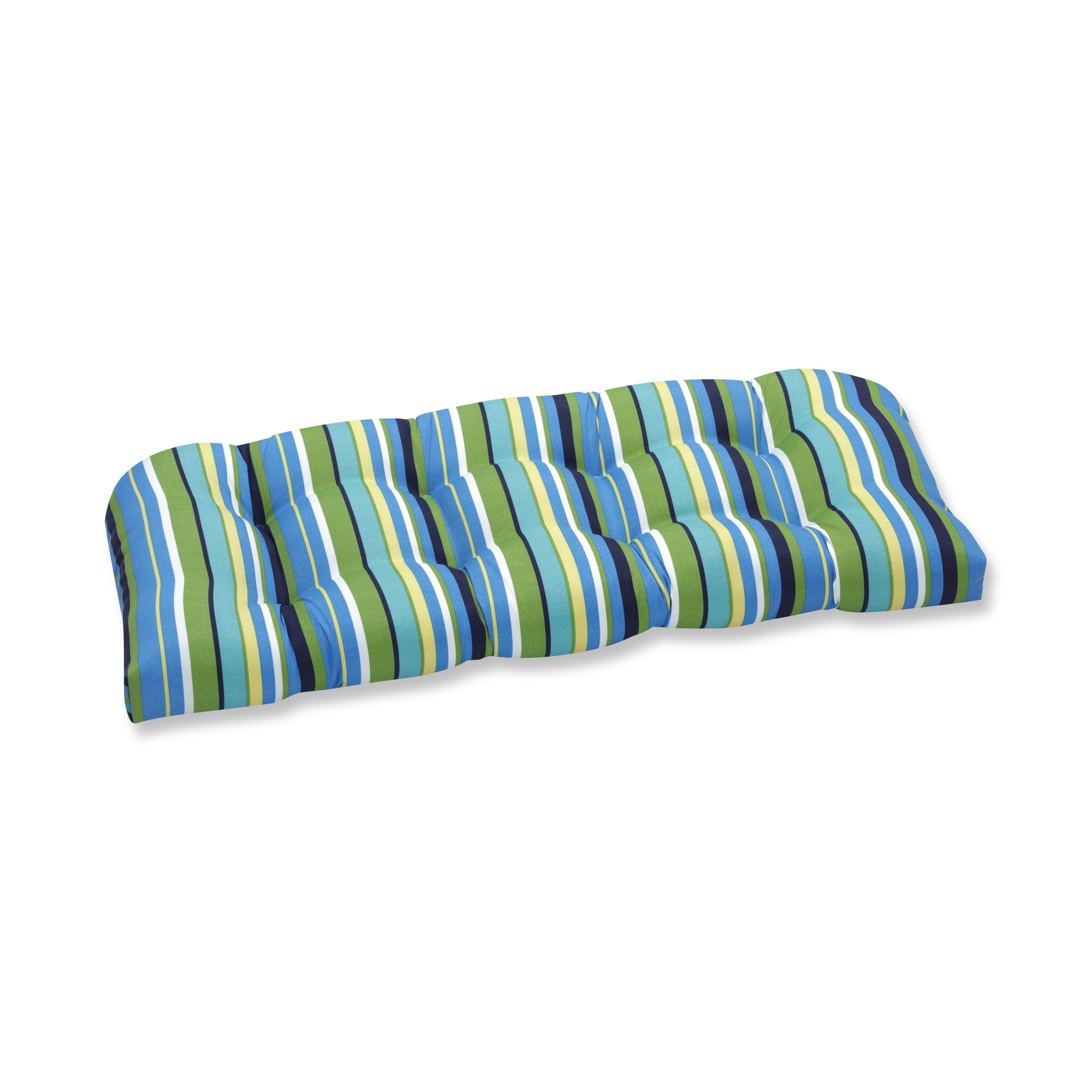 Topanga Stripe Lagoon Wicker Loveseat Cushion