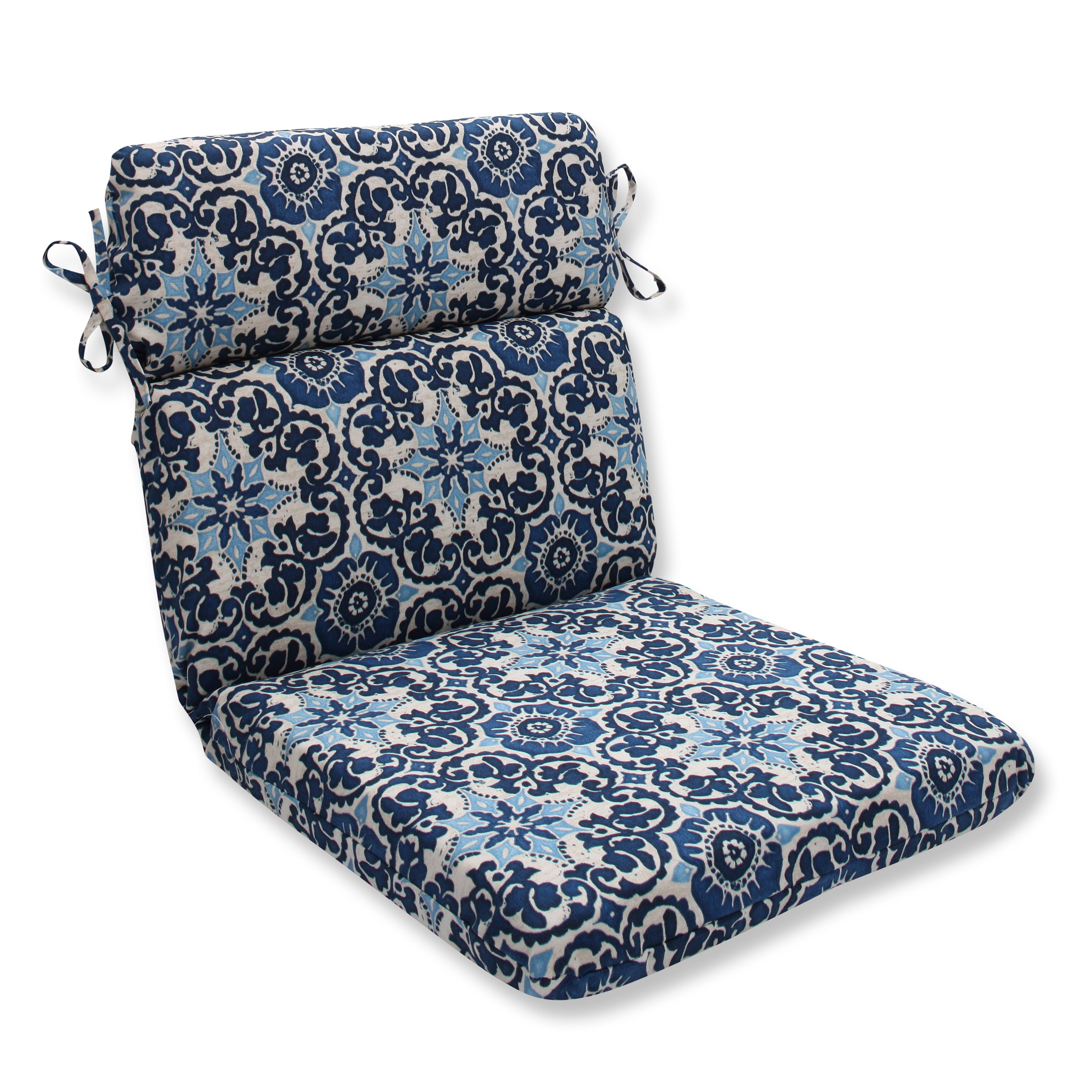 Woodblock Prism Blue Rounded Corners Chair Cushion