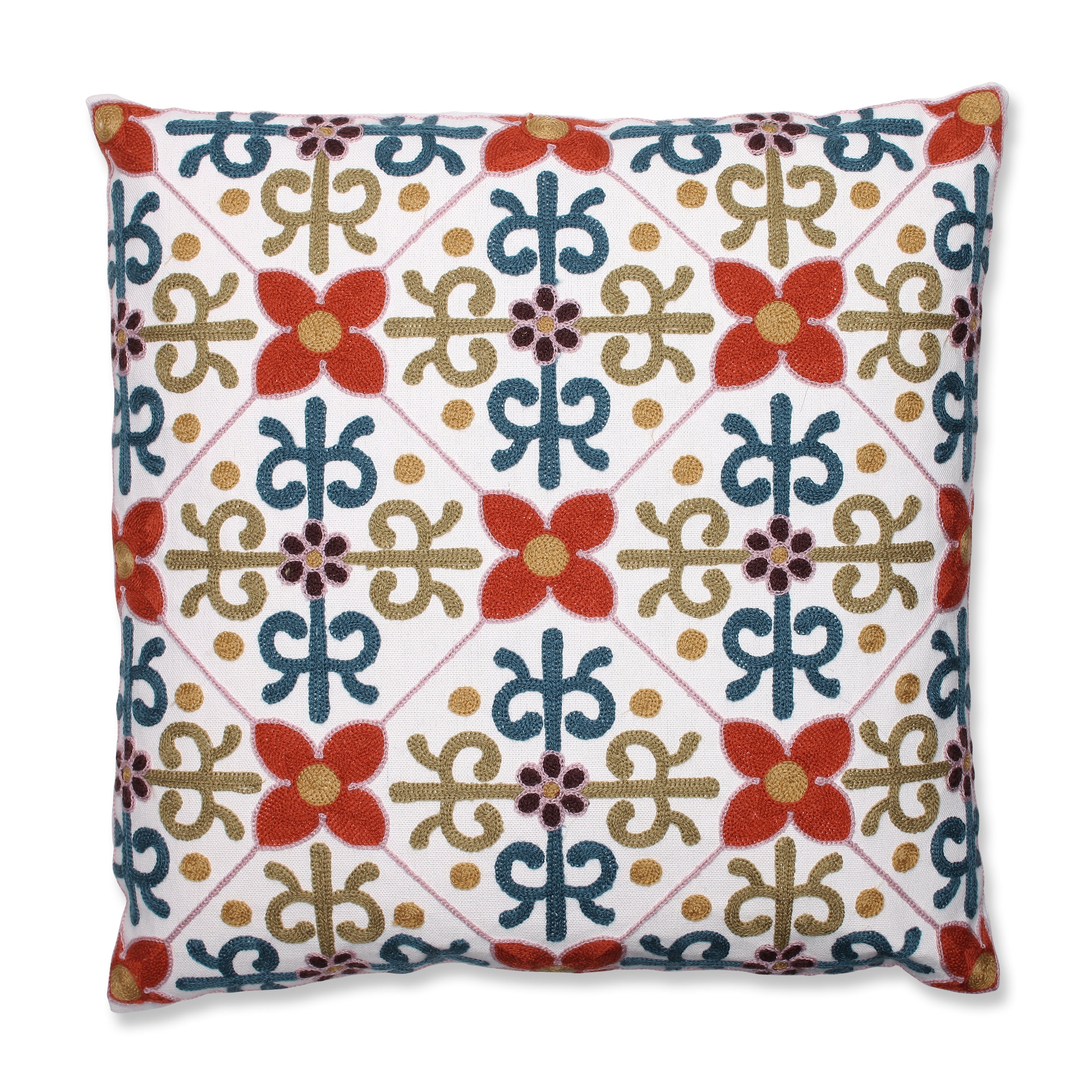 Quatrefoil Tile 18-Inch Embroidered Throw Pillow