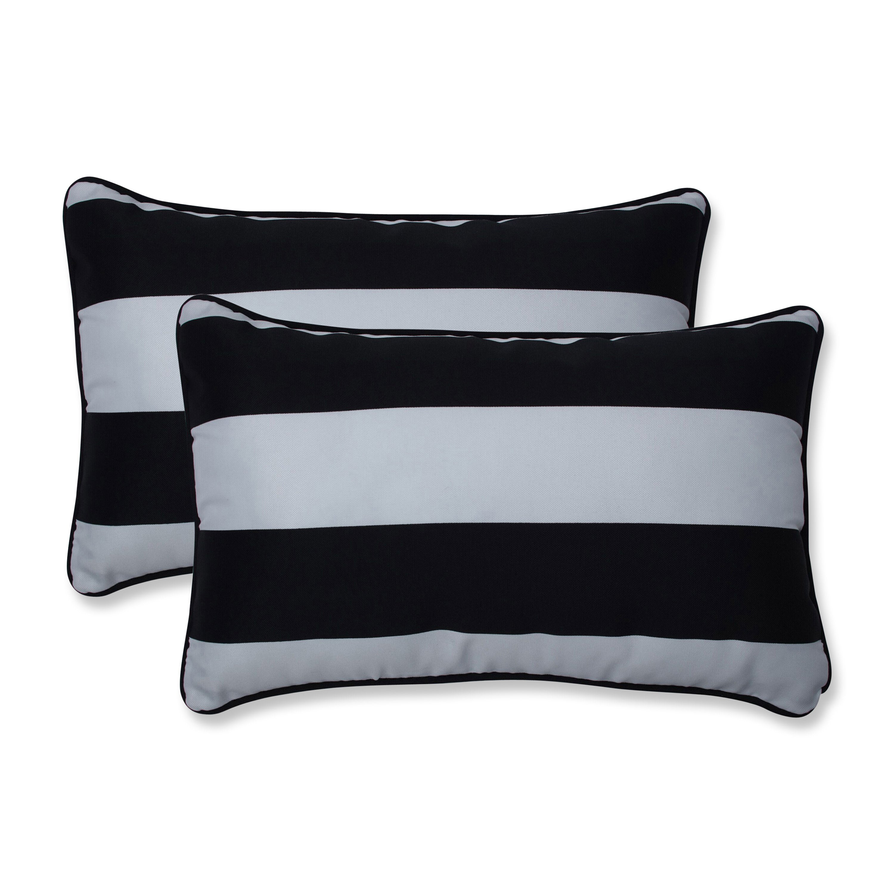 Cabana Stripe Black Rectangular Throw Pillow (Set Of 2)