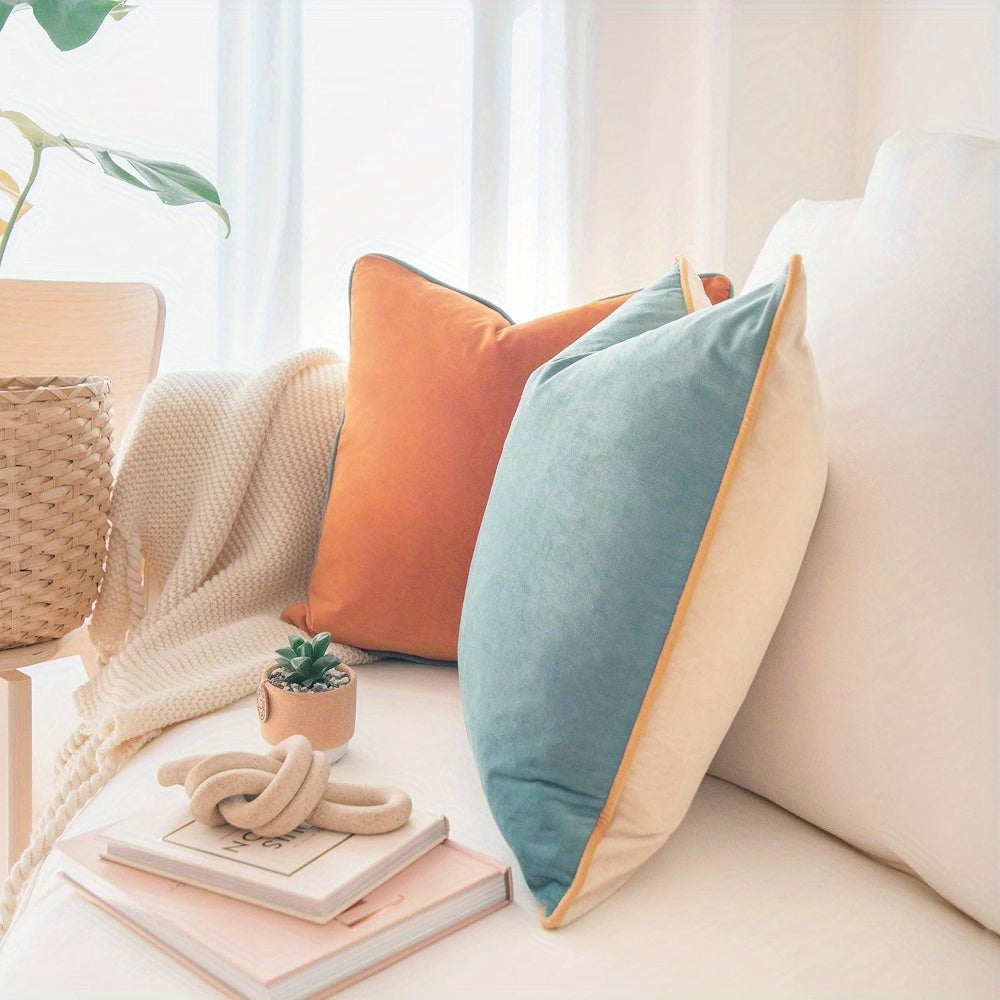 2pcs Farmhouse Velvet Decorative Pillow Covers, Velvet Double-Sided Designs Throw Pillow Covers, Square Throw Pillows Covers Set
