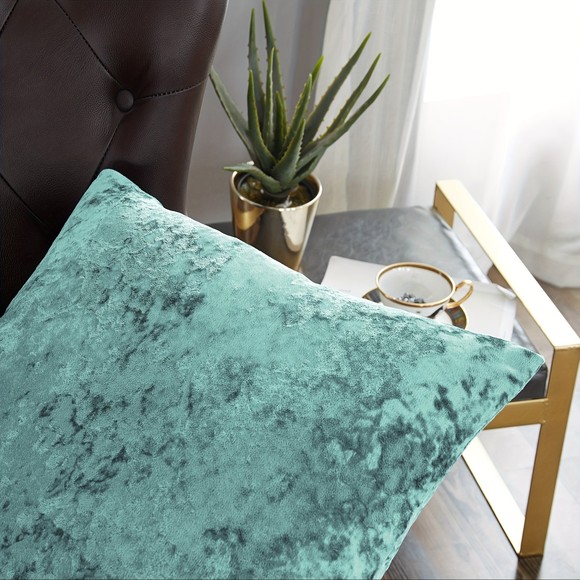 4pcs Crushed Velvet Fuzzy Soft Decorative Throw Pillow Covers Set With Double Sided (NO INSERT), Stylish Cushion Cover For Sofa Couch Chair Living Room Bedroom Decor