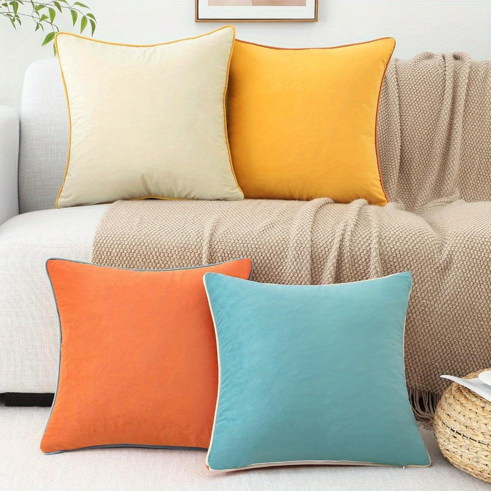 2pcs Farmhouse Velvet Decorative Pillow Covers, Velvet Double-Sided Designs Throw Pillow Covers, Square Throw Pillows Covers Set