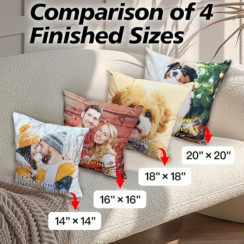 1pc Custom Double-Sided Photo Pillowcase - Personalized Gift for Family & Friends, Retro Geometric Pattern, Zipper Closure, Machine Washable Polyester - Sofa, Bed & Car Decor, Unique Holiday Gift Idea, Custom Photo Gifts, Home Decor, Stylish Decor,
