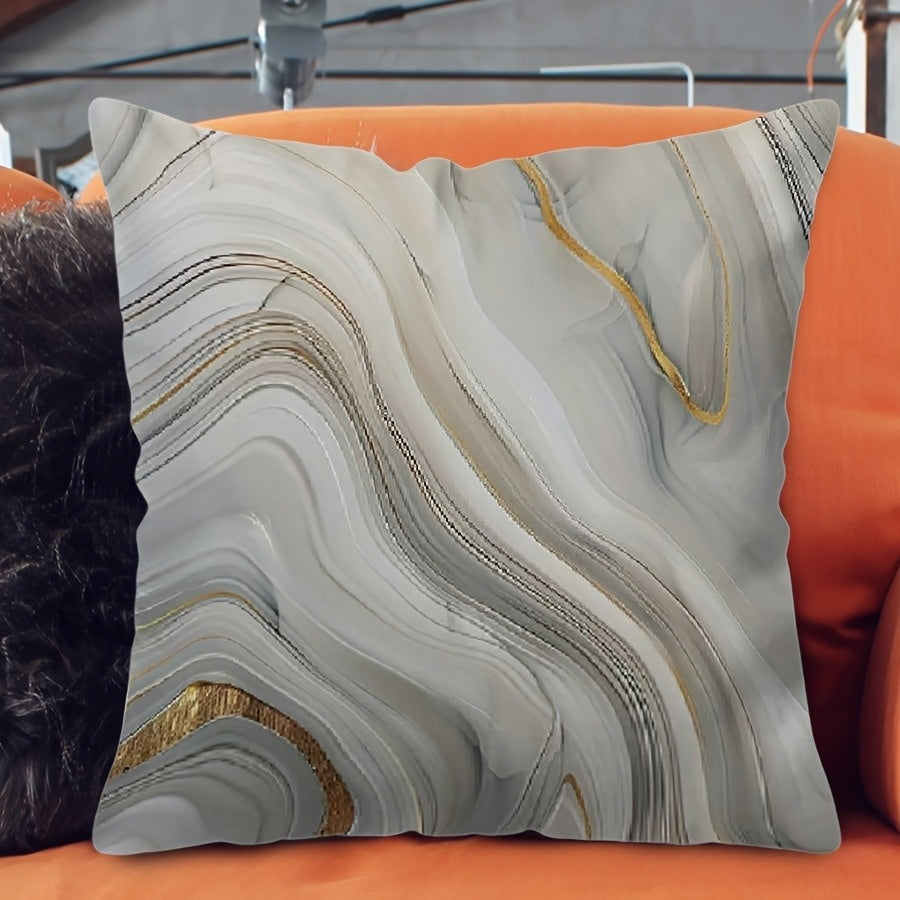 4pcs Double-Sided Printed Marble Geometric Pattern Pillow Covers - Soft Plush with Zipper Closure, Machine Washable, Multiple Sizes for Living Room, Bedroom, Sofa - Retro Home Decor, Pillow Covers for Living Room, Bedroom Accessories, Marble Pattern