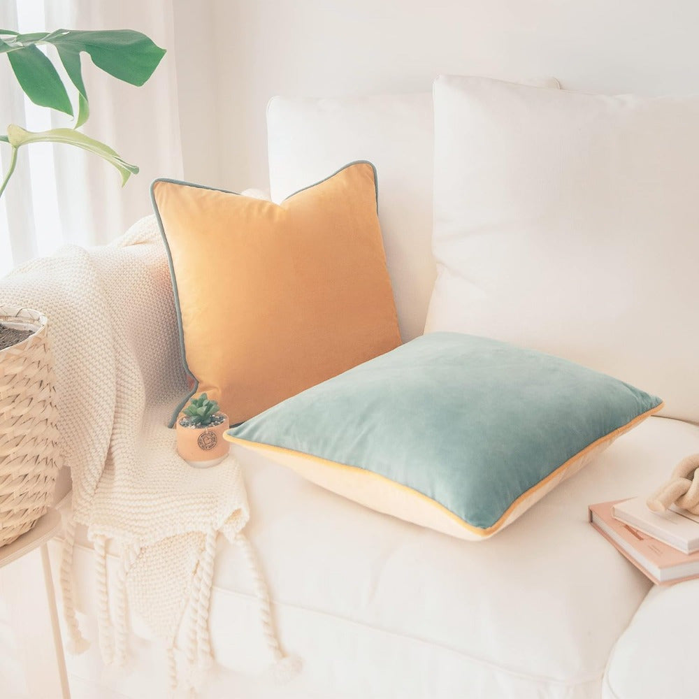 2pcs Farmhouse Velvet Decorative Pillow Covers, Velvet Double-Sided Designs Throw Pillow Covers, Square Throw Pillows Covers Set