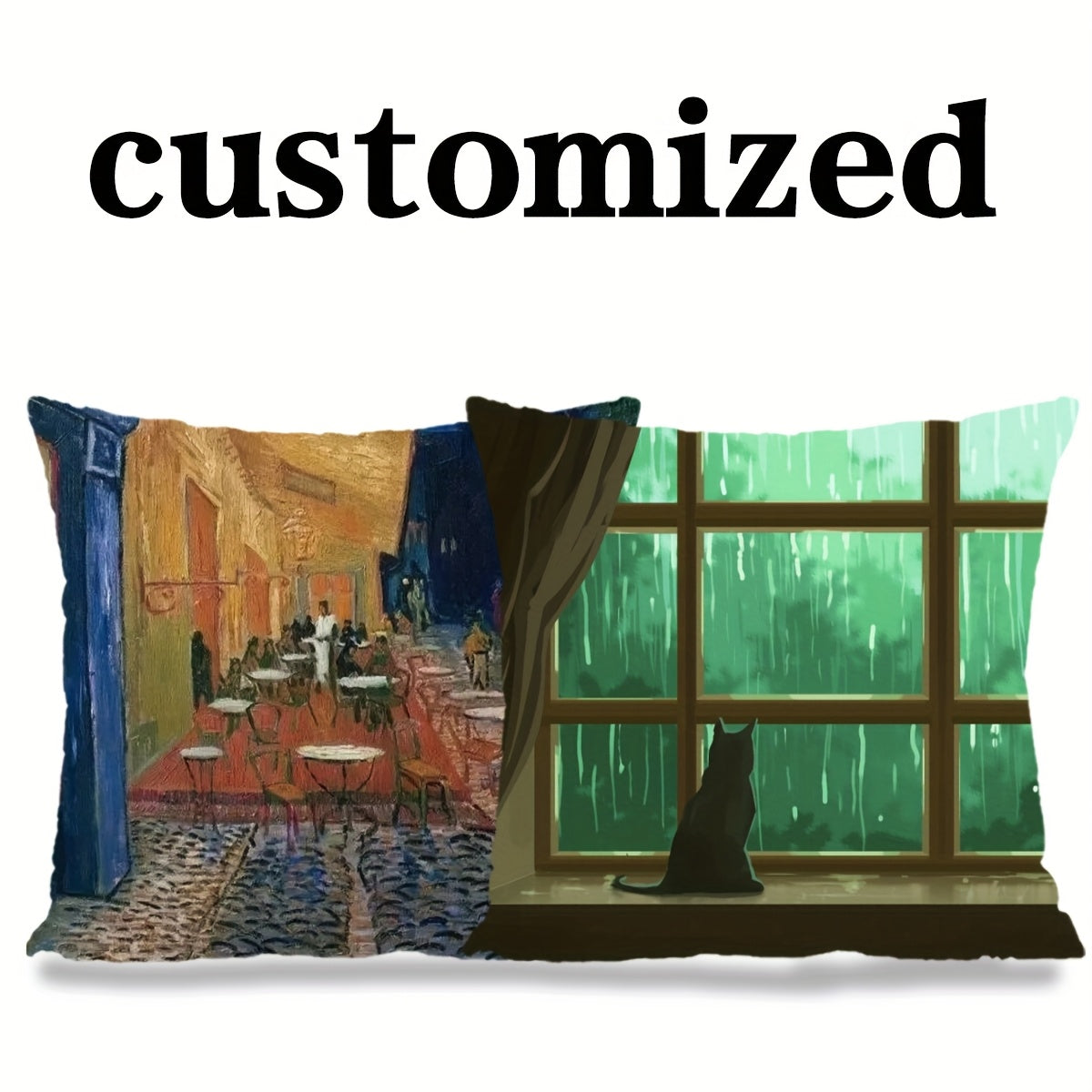 2pcs Custom Photo and Text Pillowcase Set Double-Sided Personalized Photo Throw Pillows for Naps, Sofa Cushions, Couple Pillows