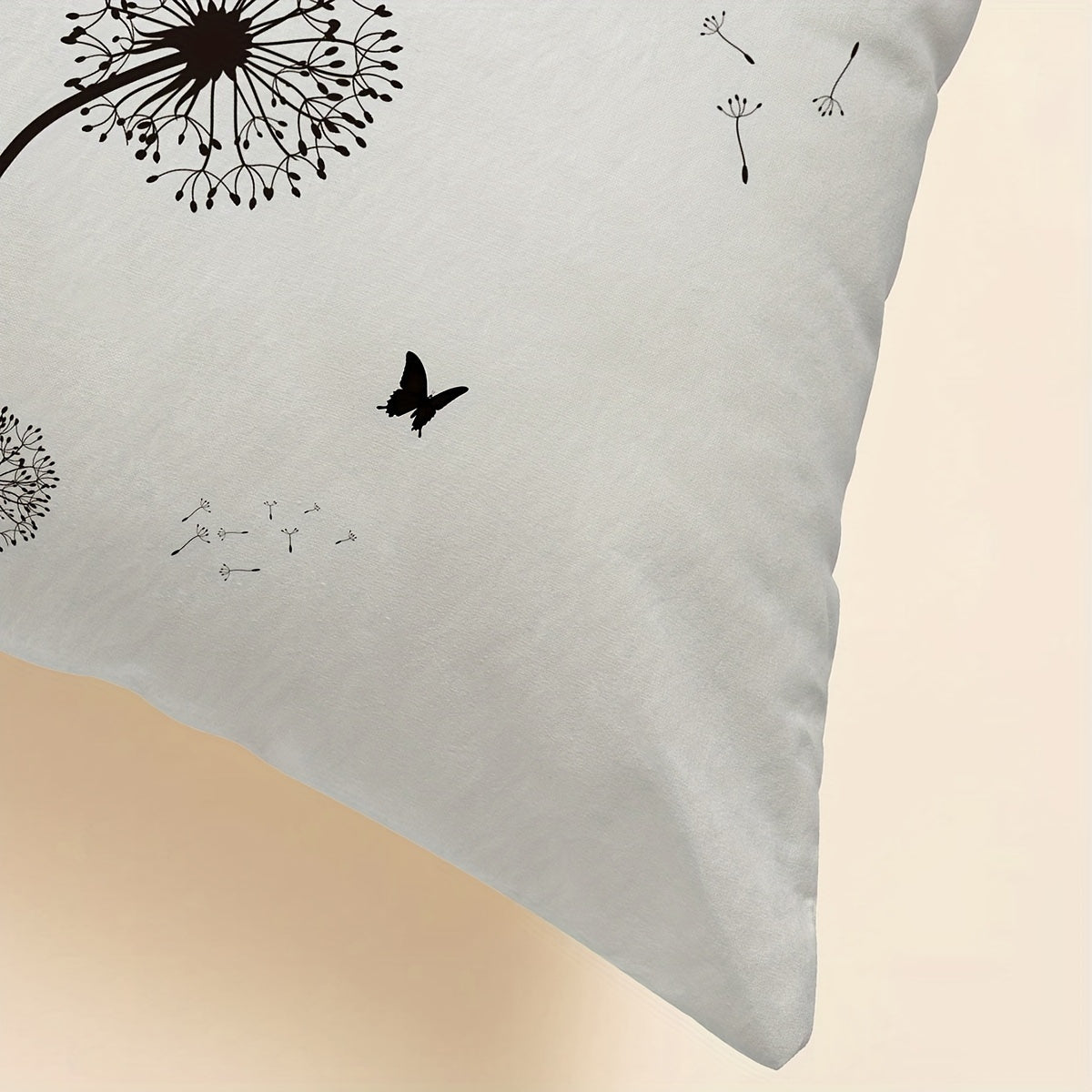 1pc Double-Sided Dandelion & Butterfly Print Throw Pillow Cover - Modern Farmhouse Decorative Pillowcase with Envelope Closure, Machine Washable for Sofa Bedroom Living Room Car Decor (No Insert Included)