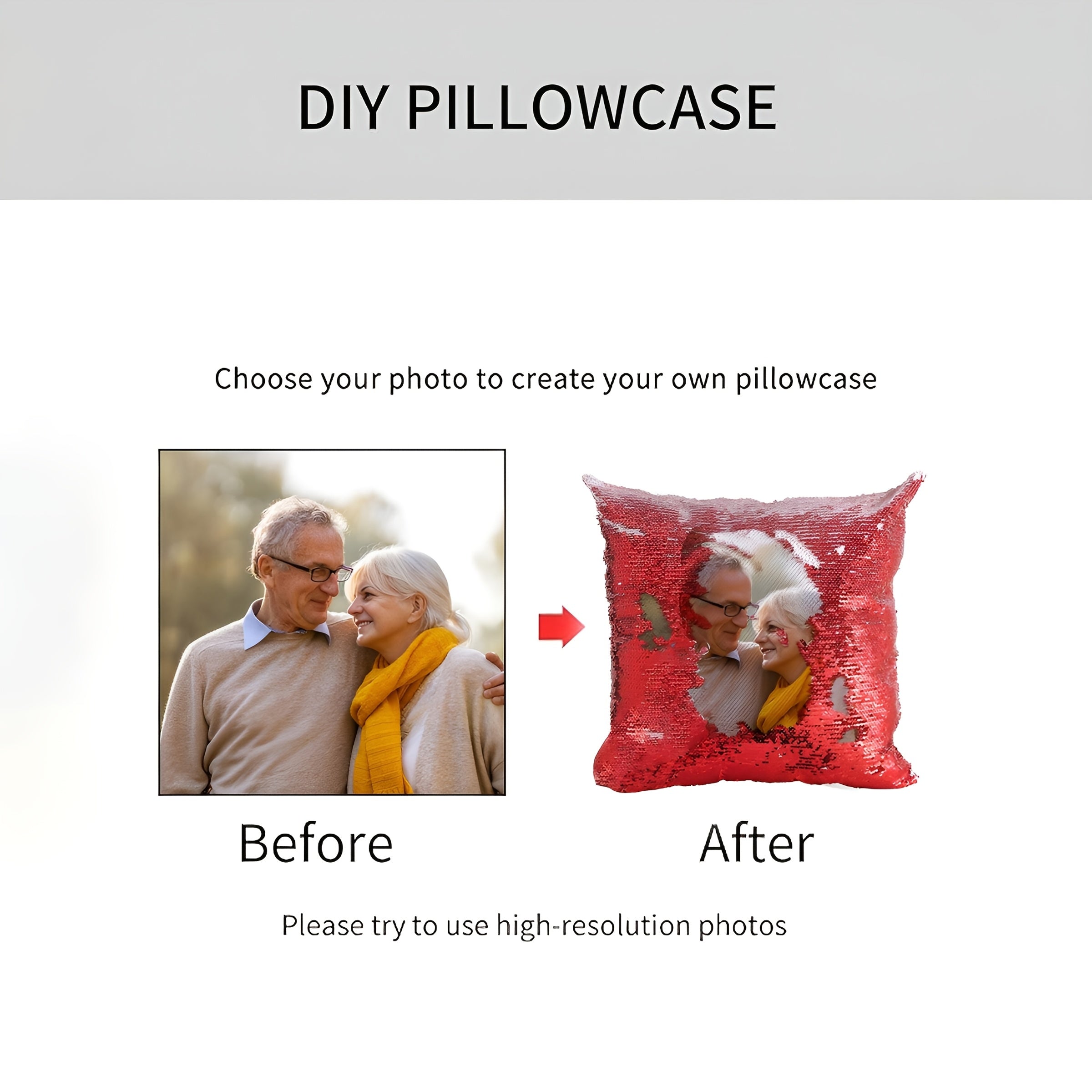 1pc Custom Sequin Pillow Cover, Personalized Photo Sequin Cushion Cover, Custom Sequin Decorative Pillowcase, Photo Pillowcase, Sequin Pillowcase, Father'S Day Gift, Mother'S Day Gift, Living Room Sofa Decoration Pillowcase, Photography Pillowcase,