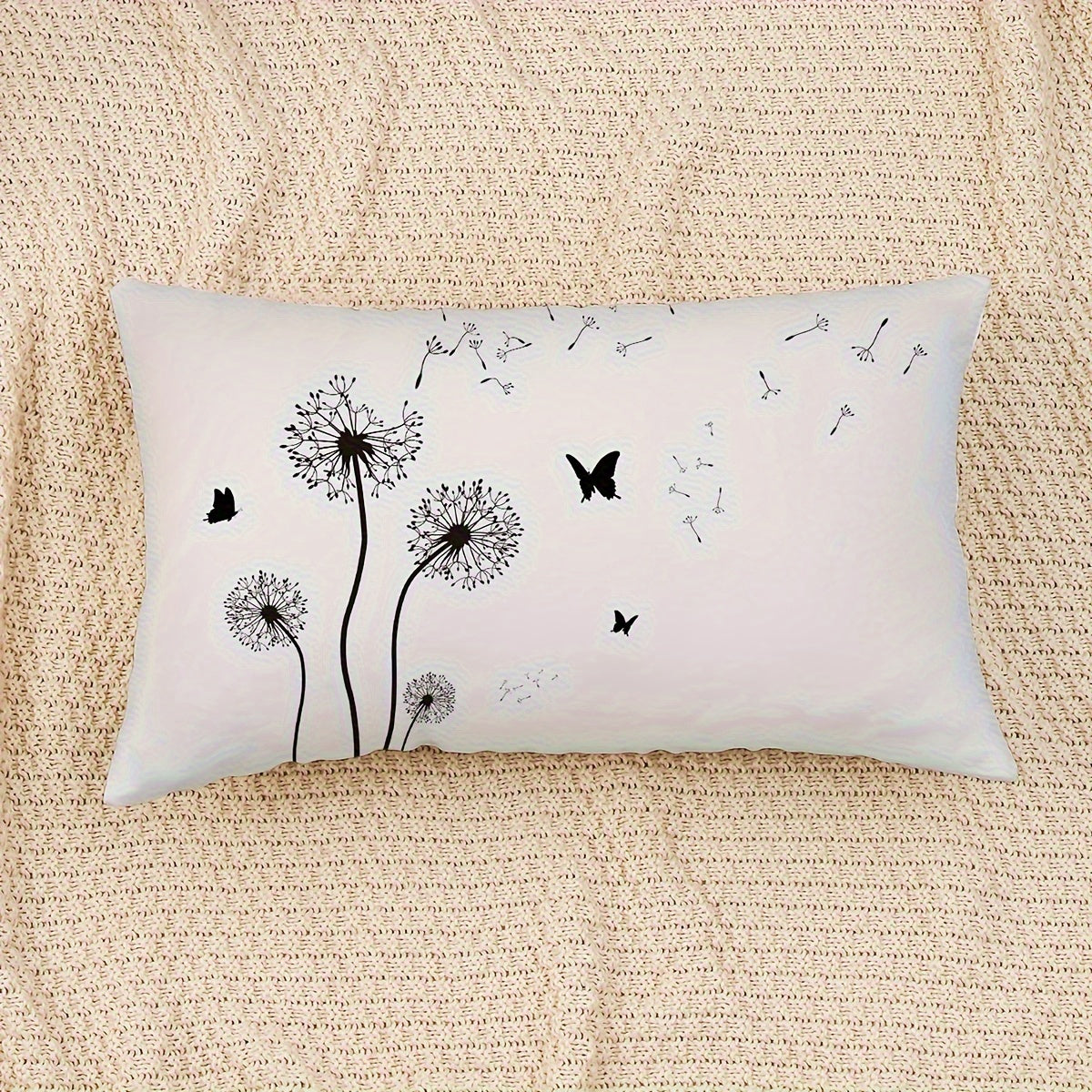 1pc Double-Sided Dandelion & Butterfly Print Throw Pillow Cover - Modern Farmhouse Decorative Pillowcase with Envelope Closure, Machine Washable for Sofa Bedroom Living Room Car Decor (No Insert Included)