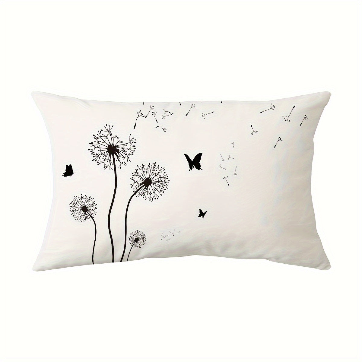 1pc Double-Sided Dandelion & Butterfly Print Throw Pillow Cover - Modern Farmhouse Decorative Pillowcase with Envelope Closure, Machine Washable for Sofa Bedroom Living Room Car Decor (No Insert Included)