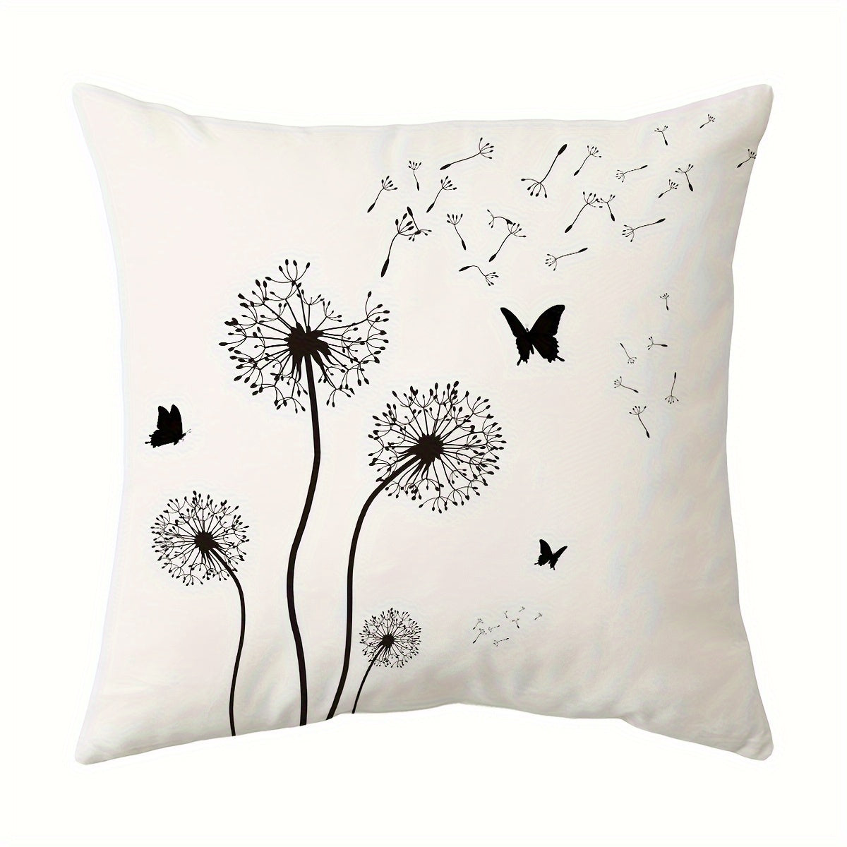 1pc Double-Sided Dandelion & Butterfly Print Throw Pillow Cover - Modern Farmhouse Decorative Pillowcase with Envelope Closure, Machine Washable for Sofa Bedroom Living Room Car Decor (No Insert Included)