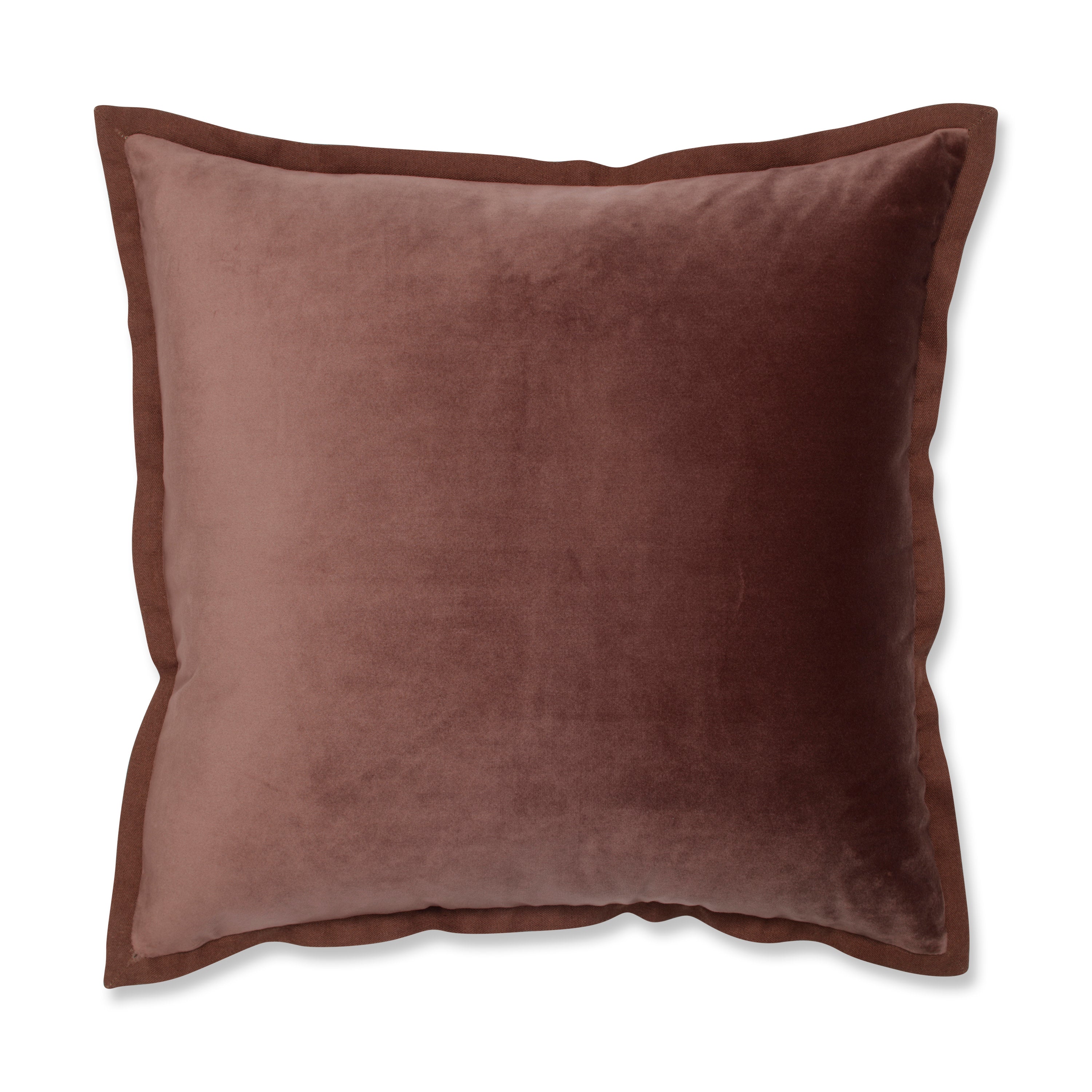 Indoor Velvet Flange Spice Brown 18-Inch Throw Pillow