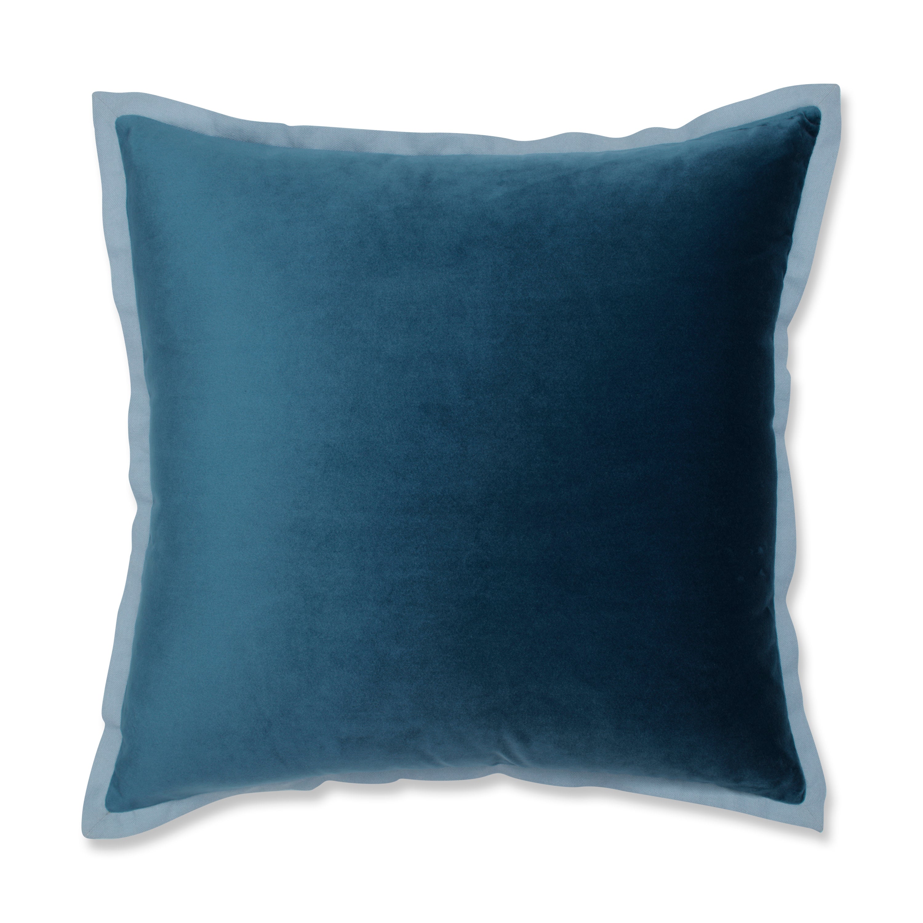Indoor Velvet Flange Peacock Teal 18-Inch Throw Pillow