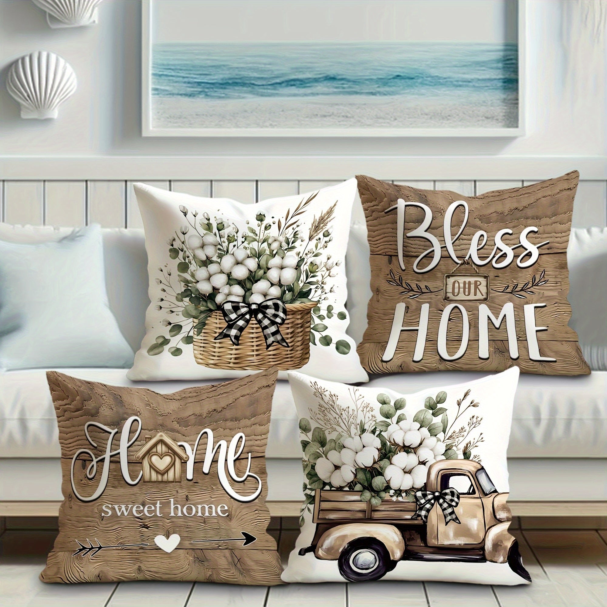4pcs Bohemian Style Double-Sided Printed Throw Pillow Covers, Soft Short Plush, Polyester, Zipper Closure, Machine Washable - Ideal for Various Room Types, Multiple Sizes, Decorative Pillows