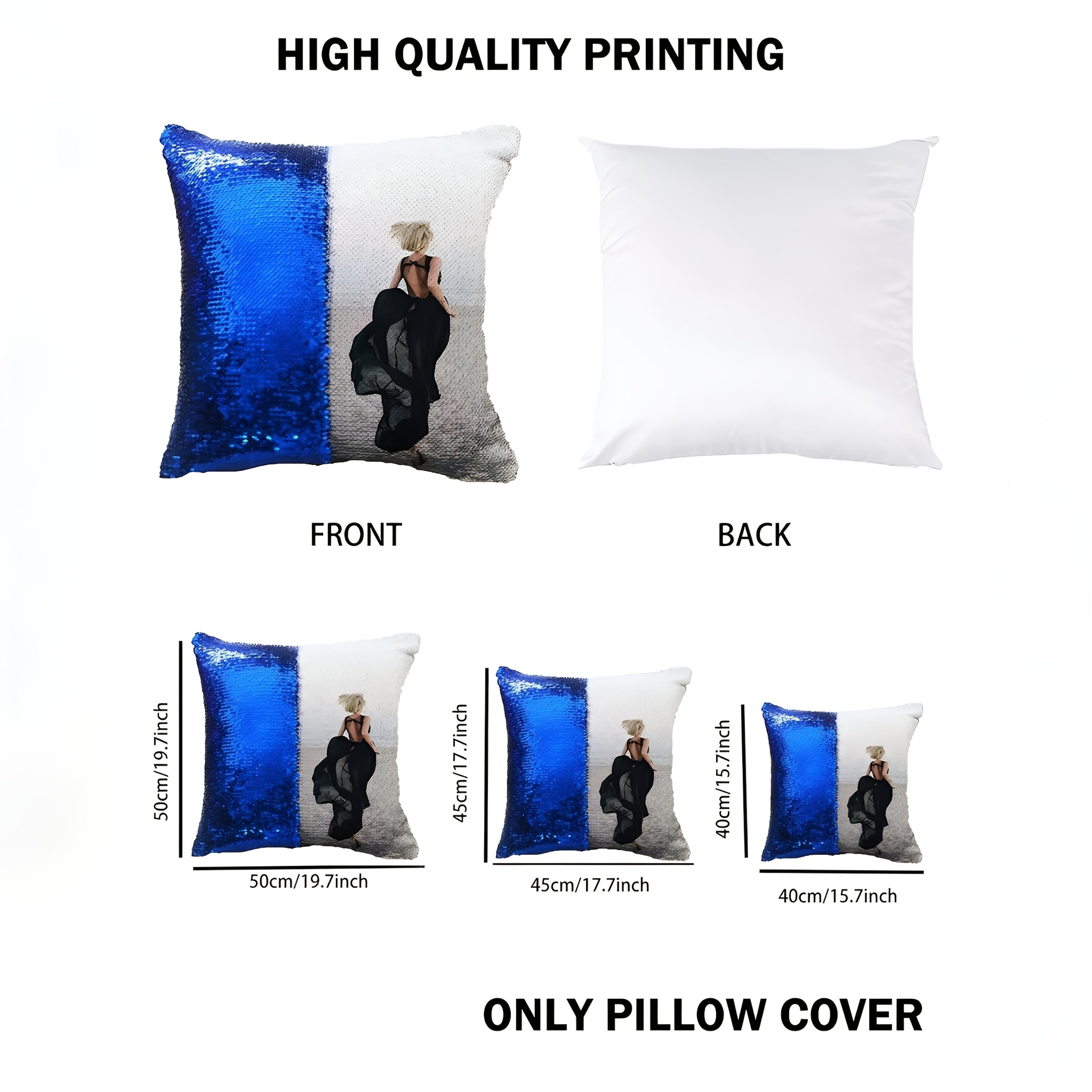 1pc Custom Sequin Pillow Cover, Personalized Photo Sequin Cushion Cover, Custom Sequin Decorative Pillowcase, Photo Pillowcase, Sequin Pillowcase, Father'S Day Gift, Mother'S Day Gift, Living Room Sofa Decoration Pillowcase, Photography Pillowcase,