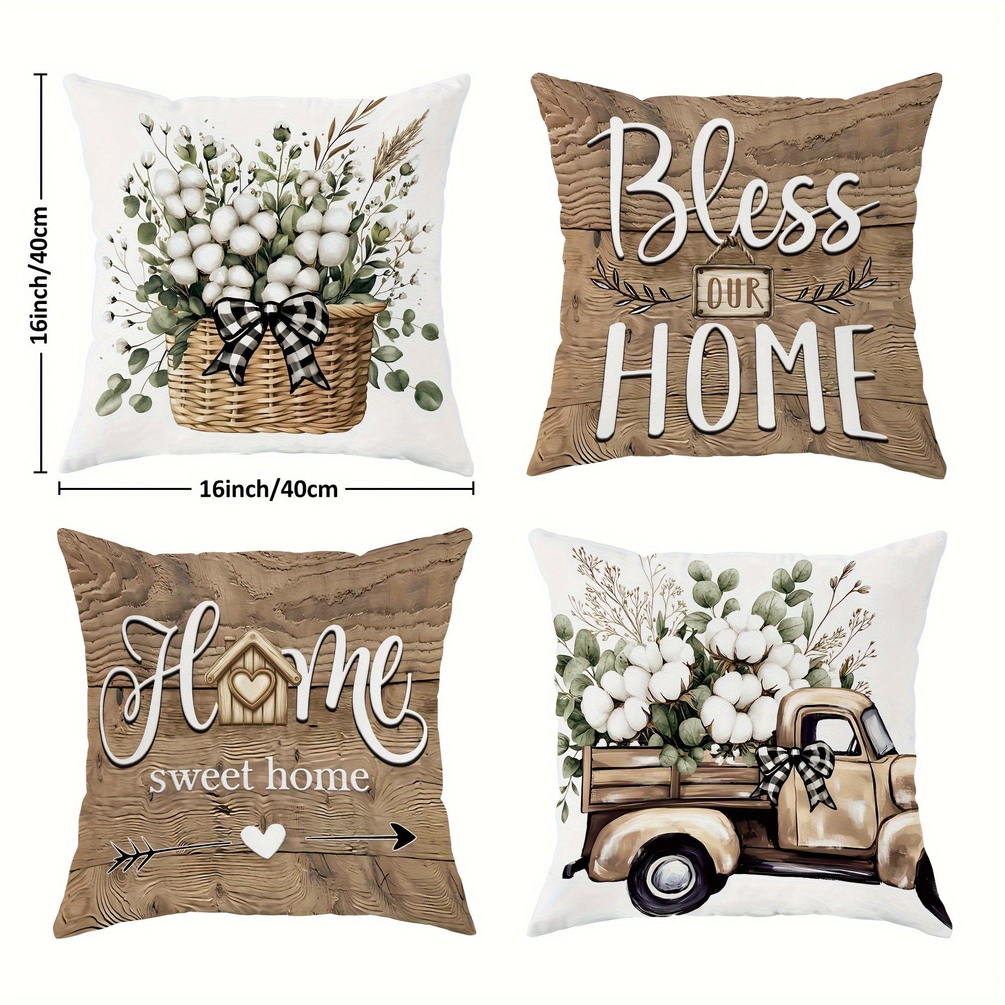4pcs Bohemian Style Double-Sided Printed Throw Pillow Covers, Soft Short Plush, Polyester, Zipper Closure, Machine Washable - Ideal for Various Room Types, Multiple Sizes, Decorative Pillows