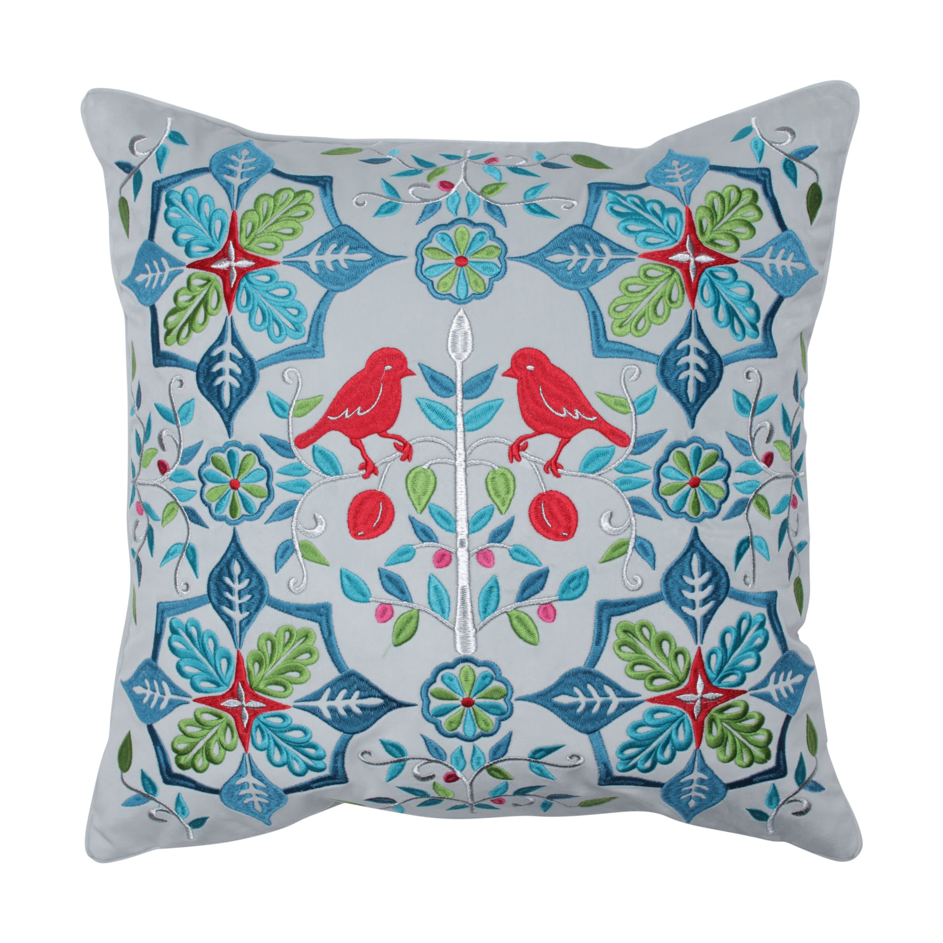 Indoor Christmas Snowflakes and Berries Pillow Mulitcolored 18-inch Throw Pillow