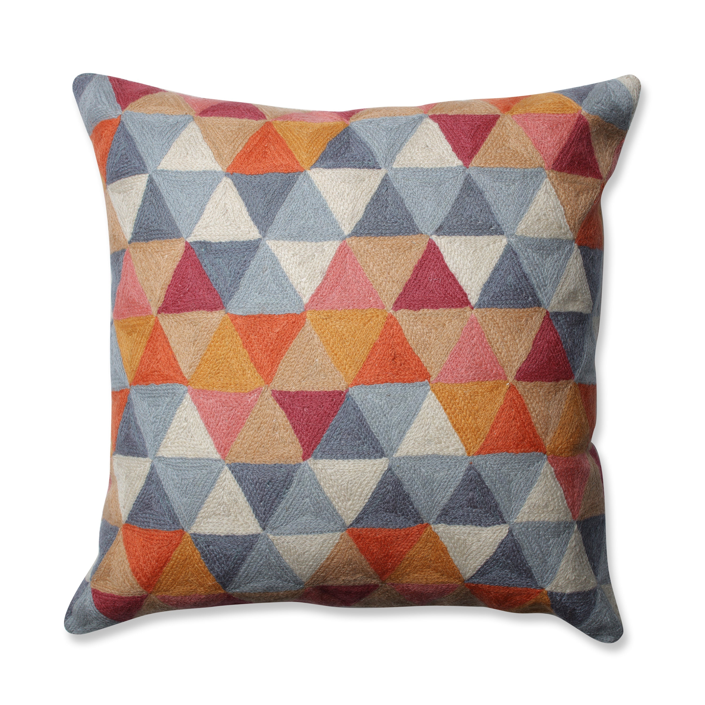 Triangle Grid Citrus-Grey 16.5-Inch Throw Pillow