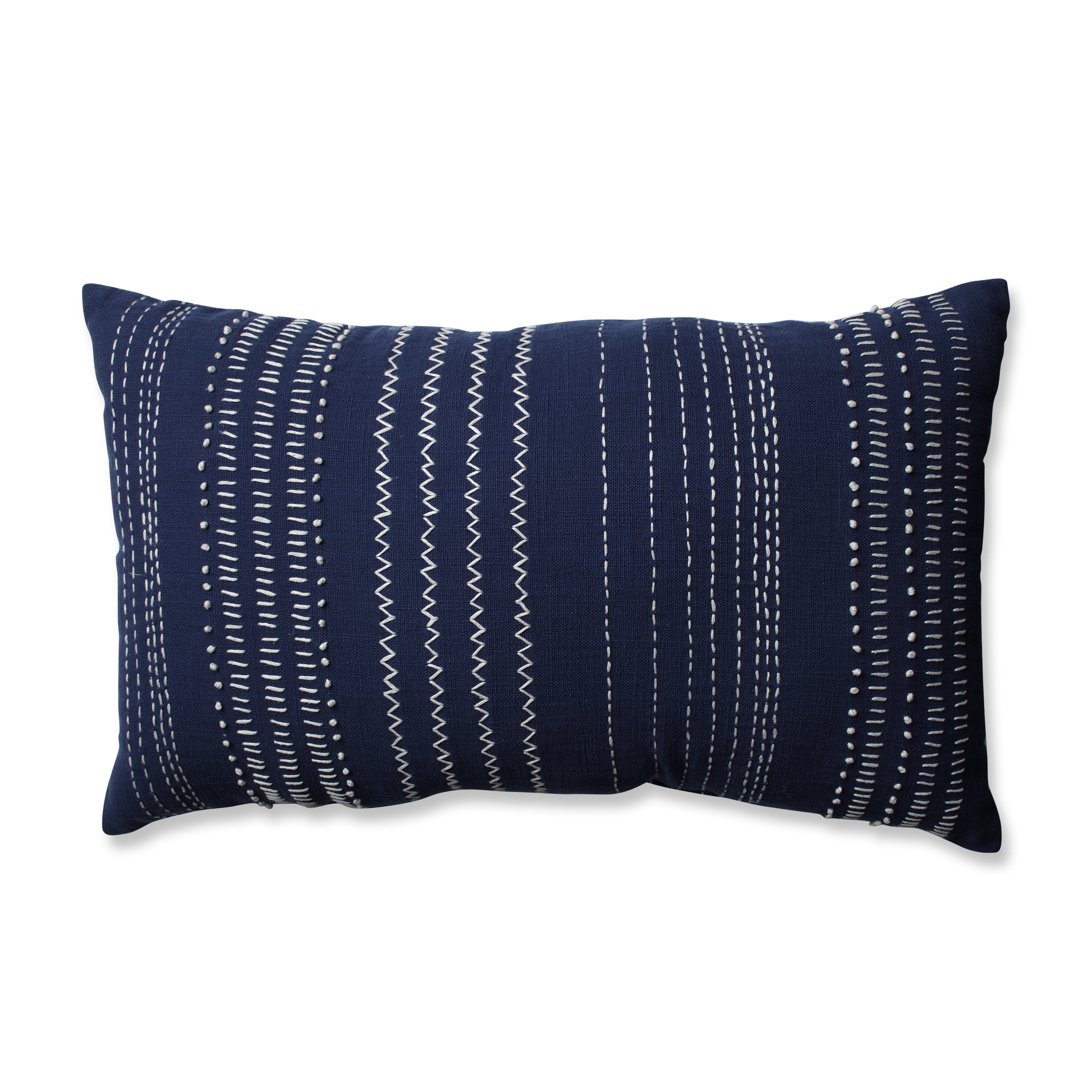 Tribal Stitches Navy-White Rectangular Throw Pillow